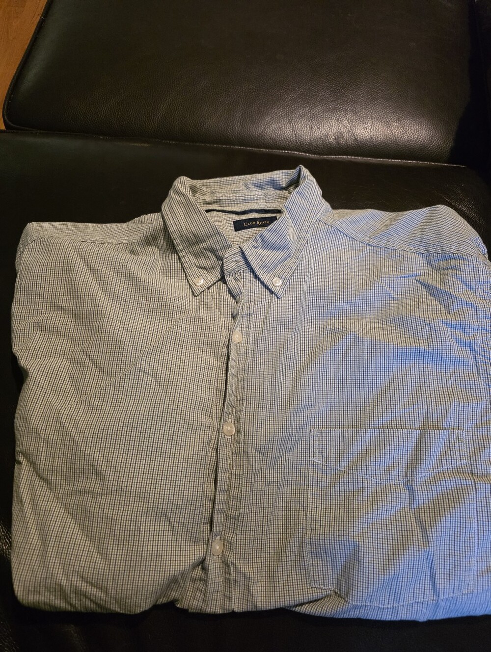 Nautica Men's Light Green & Cream Tiny-Check Short Sleeve Button-Down Shirt Lg